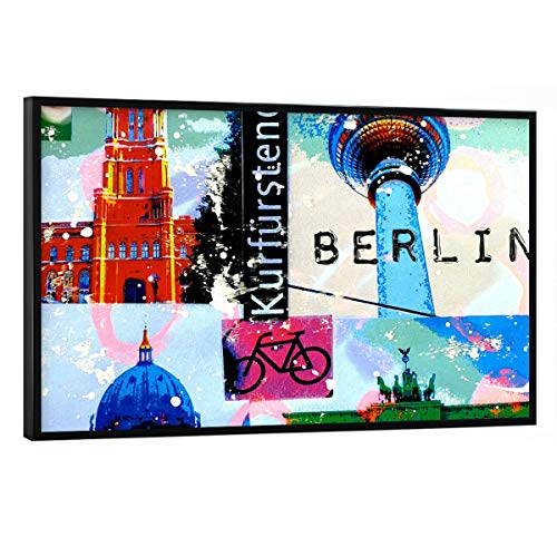 artboxONE Poster mit schwarzem Rahmen 90x60 cm Städte Berlin Collage - Bild Berliner Dom Architektur Berlin von artboxONE