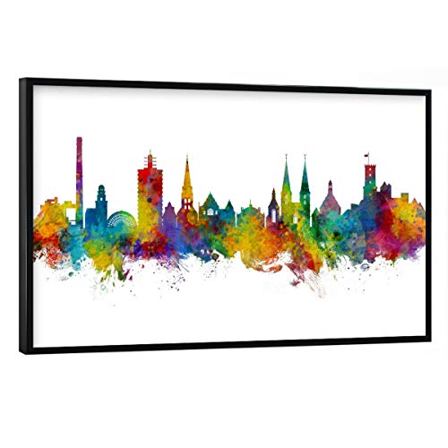 artboxONE Poster mit schwarzem Rahmen 90x60 cm Städte Bielefeld Germany Skyline - Bild Bielefeld bunt City von artboxONE