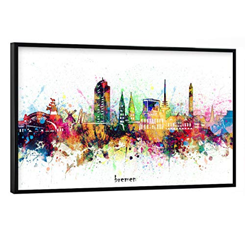 artboxONE Poster mit schwarzem Rahmen 90x60 cm Städte Bremen Skyline Artistic - Bild Bremen Bremen Skyline Cities von artboxONE