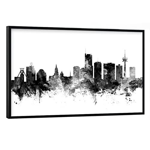 artboxONE Poster mit schwarzem Rahmen 90x60 cm Städte Essen Germany Skyline 2" - Bild Essen von artboxONE