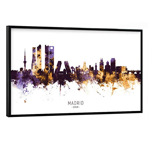 artboxONE Poster mit schwarzem Rahmen 90x60 cm Städte Madrid Spain Skyline PurpleGold - Bild Madrid Cityscape Madrid von artboxONE