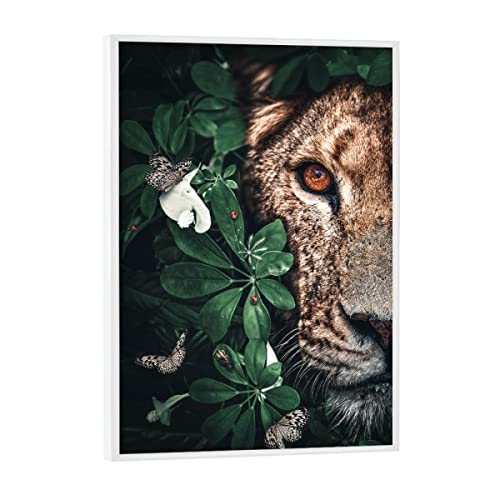 artboxONE Poster mit weißem Rahmen 18x13 cm Natur Löwin Duett Dschungel - Bild löwin löwenkopf löwin von artboxONE