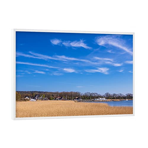 artboxONE Poster mit weißem Rahmen 18x13 cm Natur Schilf, Küste, Bäume - Bild hiddensee Hafen Haus von artboxONE