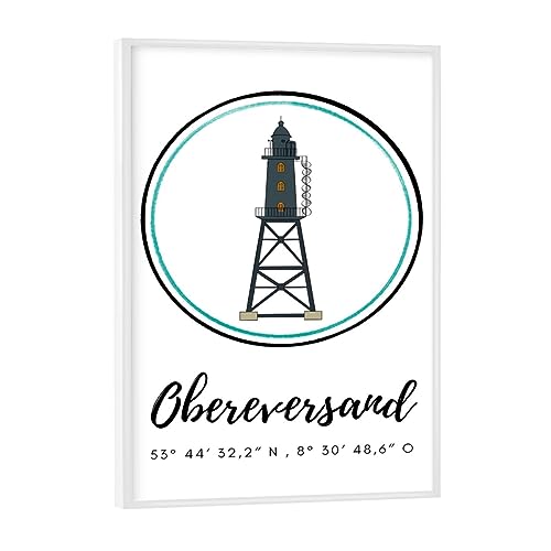 artboxONE Poster mit weißem Rahmen 18x13 cm Städte Leuchtturm Obereversand - Bild Leuchtturm artboxONE Poster mit weißem Rahmen 18x13 cm Städte Leuchtturm Obereversand - Bild Leuchtturm von artboxONE