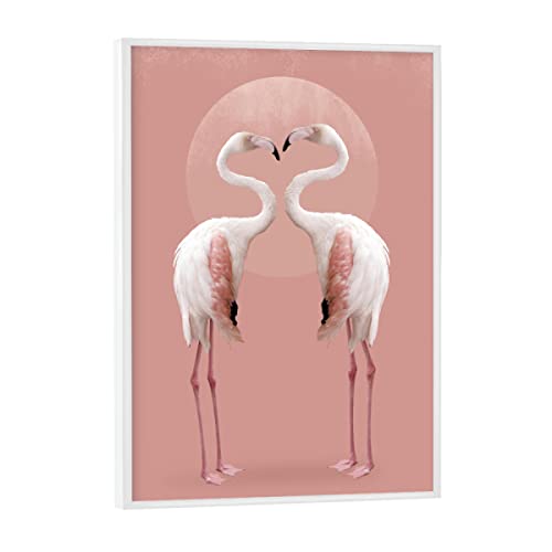 artboxONE Poster mit weißem Rahmen 18x13 cm Tiere Flamingo Paar, Liebe mit Herz - Bild Flamingo Flamingo Fotografie von artboxONE