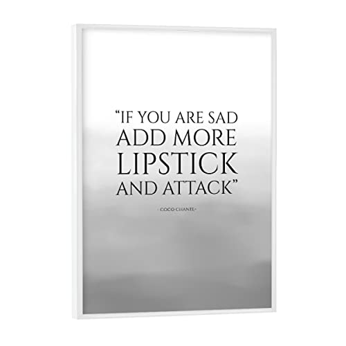 artboxONE Poster mit weißem Rahmen 18x13 cm Typografie ADD Lipstick - Bild Typografie Lippenstift Schwarz von artboxONE