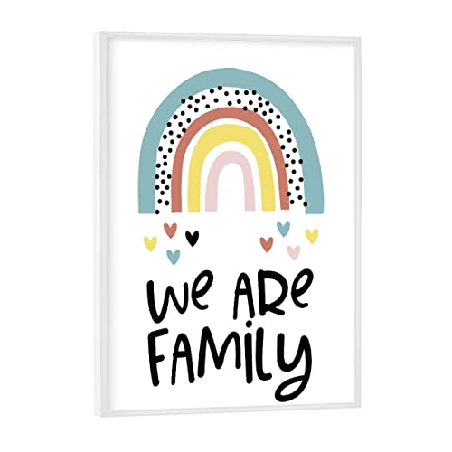 artboxONE Poster mit weißem Rahmen 18x13 cm Typografie We Are Family with Rainbow - Bild Familie Colorful Familie von artboxONE