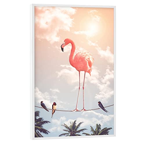 artboxONE Poster mit weißem Rahmen 30x20 cm Flamingo Natur Flamingo & Friends - Bild Flamingo Flamingo Friends von artboxONE