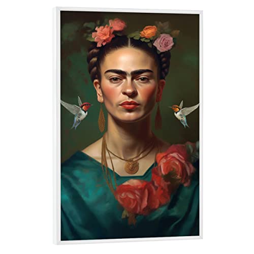 artboxONE Poster mit weißem Rahmen 30x20 cm Floral Frida Kahlo Color - Bild Frida Kahlo Blumen fine Art von artboxONE