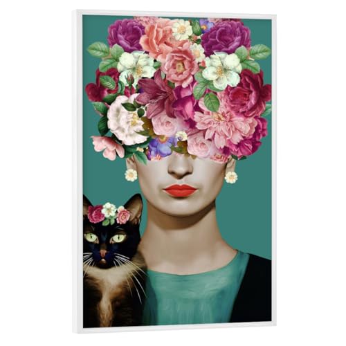 artboxONE Poster mit weißem Rahmen 30x20 cm Floral Frida pink Floral - Bild Bilder Frida Kahlo von artboxONE