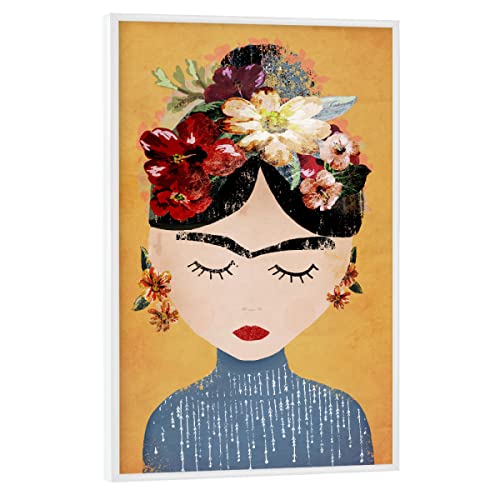 artboxONE Poster mit weißem Rahmen 30x20 cm Frida Kahlo Menschen Frida (Yellow Version) - Bild Frida Female Frau von artboxONE