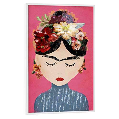 artboxONE Poster mit weißem Rahmen 30x20 cm Menschen Frida in Pink - Bild Frida bunt Female von artboxONE