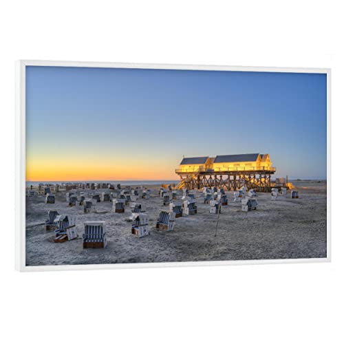 artboxONE Poster mit weißem Rahmen 30x20 cm Natur Blaue Stunde in Sankt Peter-Ording - Bild Sankt Peter-ording von artboxONE