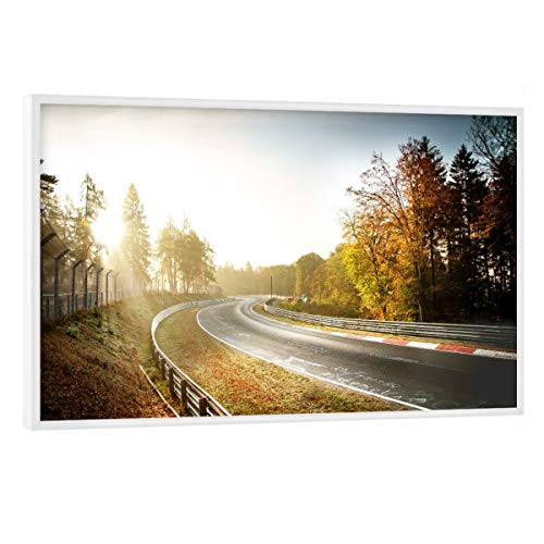 artboxONE Poster mit weißem Rahmen 30x20 cm Natur Guten Morgen Rennstrecke - Bild Sonne car Landscape von artboxONE