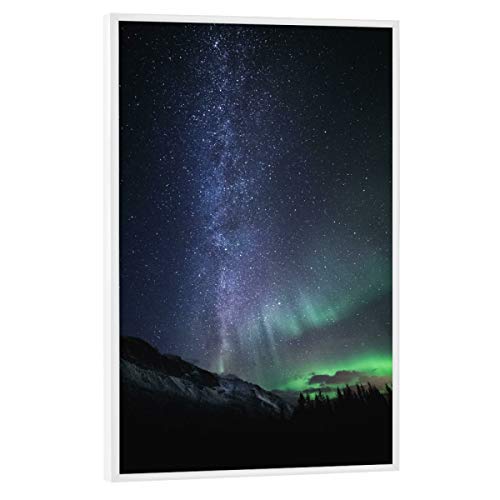 artboxONE Poster mit weißem Rahmen 30x20 cm Natur Milky Way Galaxy - Bild milchstraße Aurora Borealis milchstraße von artboxONE