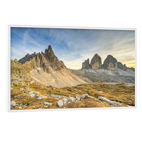 artboxONE Poster mit weißem Rahmen 30x20 cm Natur Paternkofel und die DREI Zinnen - Bild südtirol Alto Adige Belluno von artboxONE
