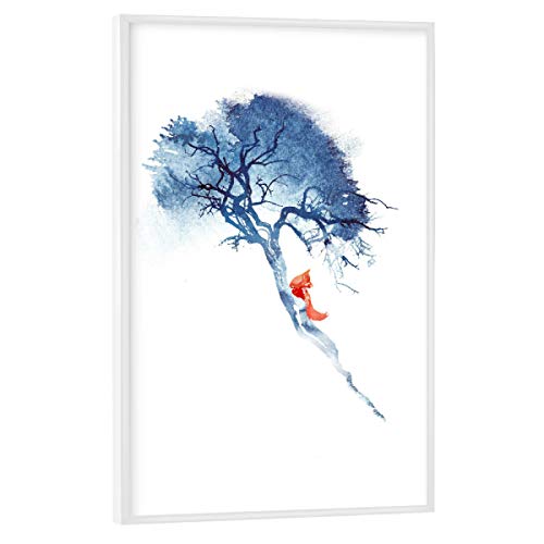 artboxONE Poster mit weißem Rahmen 30x20 cm Natur There's no Way Back - Bild Fuchs Baum Fuchs von artboxONE