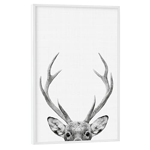artboxONE Poster mit weißem Rahmen 30x20 cm Prints & Kunstdrucke Für Kinder Deer Portrait - Bild geweih von artboxONE