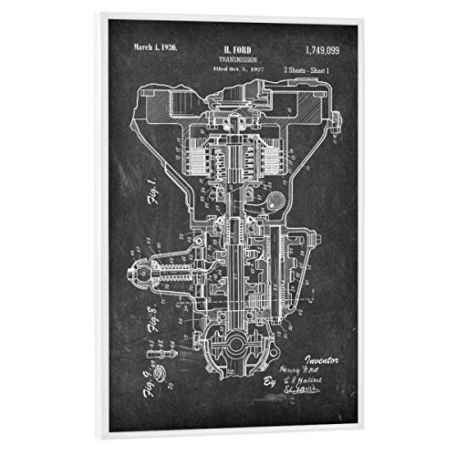 artboxONE Poster mit weißem Rahmen 30x20 cm Schwarzweiß Auto Getriebe Patent (Tafel) - Bild Retro Automobil Fahren von artboxONE