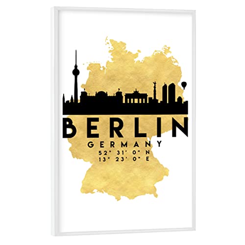 artboxONE Poster mit weißem Rahmen 30x20 cm Städte Berlin Germany Skyline MAP Art - Bild Berlin Berlin City von artboxONE