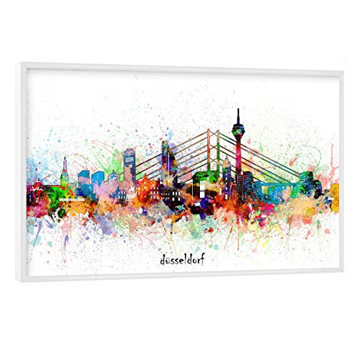 artboxONE Poster mit weißem Rahmen 30x20 cm Städte Dusseldorf Skyline Artistic - Bild Dusseldorf Cities City von artboxONE