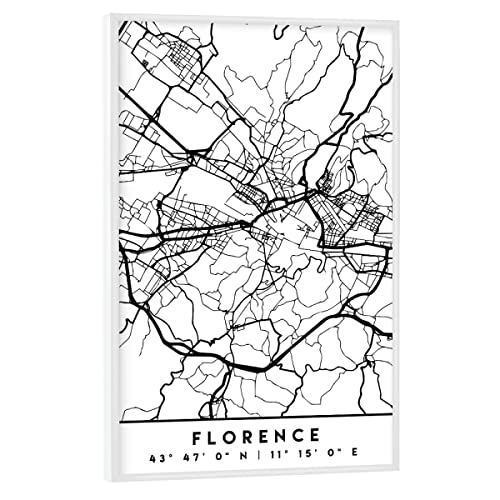 artboxONE Poster mit weißem Rahmen 30x20 cm Städte Florence Italy Black City MAP - Bild Florence Florence Florenz von artboxONE