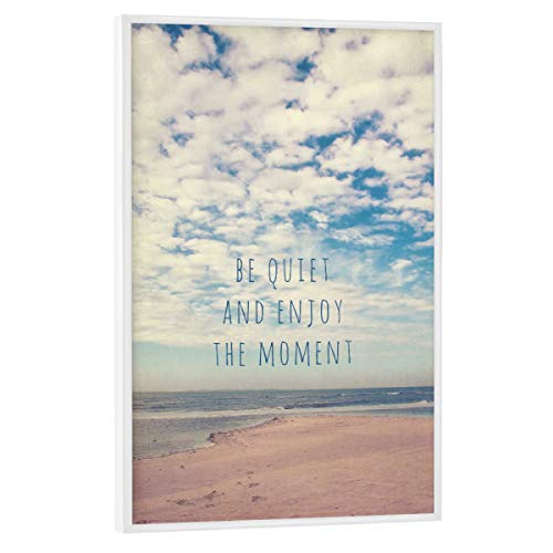artboxONE Poster mit weißem Rahmen 30x20 cm Typografie Amrum Moments - Bild Strand Landschaft Meer von artboxONE