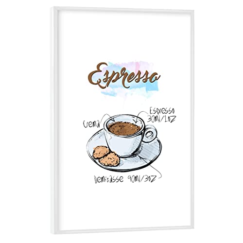 artboxONE Poster mit weißem Rahmen 45x30 cm Kaffee Essen & Trinken Espresso Coffee - Bild Rezept Cafe Coffee von artboxONE