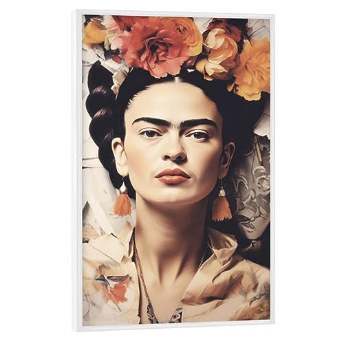 artboxONE Poster mit weißem Rahmen 45x30 cm Natur Beauty Frida face - Bild Frida Kahlo Bild artboxONE Poster mit weißem Rahmen 45x30 cm Natur Beauty Frida face - Bild Frida Kahlo Bild von artboxONE