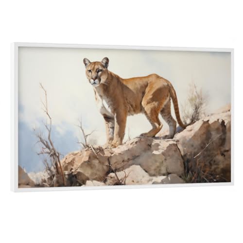 artboxONE Poster mit weißem Rahmen 45x30 cm Natur Bergpuma hochwertiger Design Kunstdruck - Bild Afrika Berg gemälde artboxONE Poster mit weißem Rahmen 45x30 cm Natur Bergpuma hochwertiger Design Kunstdruck - Bild Afrika Berg gemälde von artboxONE
