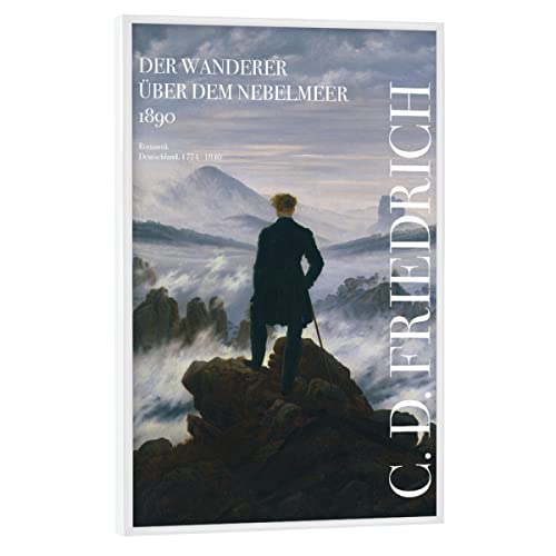 artboxONE Poster mit weißem Rahmen 45x30 cm Natur C.D. Friedrich - Der Wanderer - Bild caspar David Friedrich von artboxONE