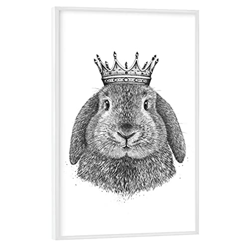 artboxONE Poster mit weißem Rahmen 45x30 cm Natur King Rabbit - Bild Rabbit Easter Easter Bunny von artboxONE