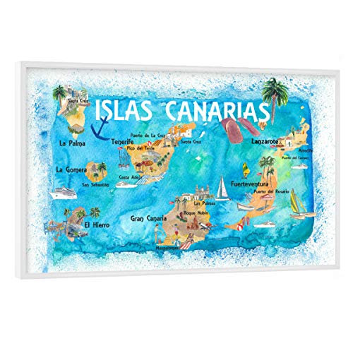 artboxONE Poster mit weißem Rahmen 45x30 cm Reise/Strand und Meer Canary Islands Illustrated Map von artboxONE