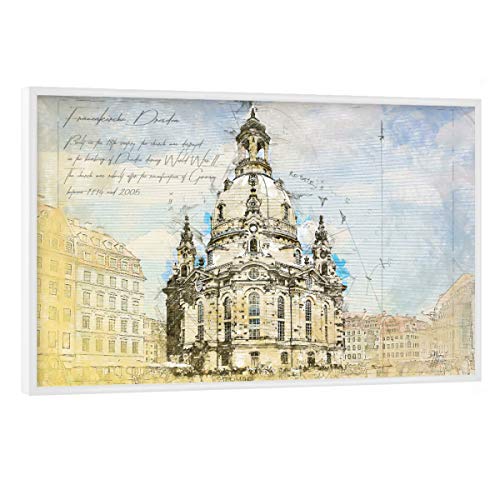 artboxONE Poster mit weißem Rahmen 45x30 cm Reise Frauenkirche, Dresden - Bild Architecture Sketch von artboxONE