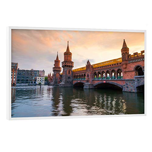 artboxONE Poster mit weißem Rahmen 45x30 cm Städte Berlin Oberbaumbrücke Abendromantik - Bild Berlin von artboxONE