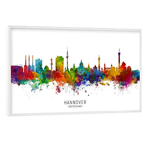 artboxONE Poster mit weißem Rahmen 45x30 cm Städte Hannover Germany Skyline txt - Bild Hannover Deutschland Hannover von artboxONE