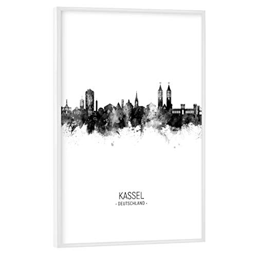 artboxONE Poster mit weißem Rahmen 45x30 cm Städte Kassel Skyline BW - Bild Kassel City Cityscape von artboxONE