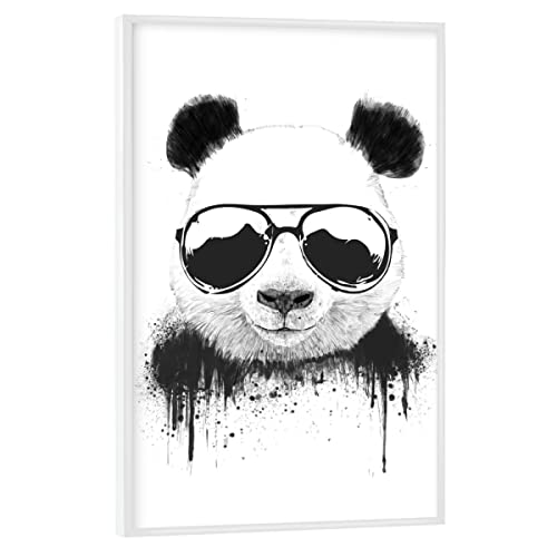 artboxONE Poster mit weißem Rahmen 45x30 cm Tiere Cool Panda - Bild Panda Graffiti Panda von artboxONE
