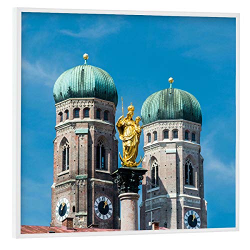 artboxONE Poster mit weißem Rahmen 50x50 cm Städte/München Frauenkirche Türme - Bild münchen Bayern frauenkirche von artboxONE