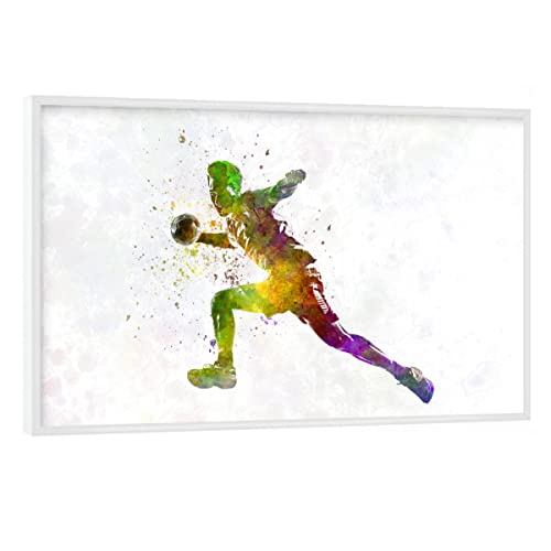 artboxONE Poster mit weißem Rahmen 60x40 cm Abstrakt Handball Player in Watercolor-m - Bild Handball Handball Player von artboxONE
