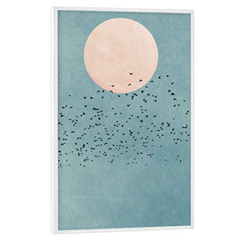 artboxONE Poster mit weißem Rahmen 60x40 cm Natur Fly Away into The Sun - Bild Vogel Bird fliegen von artboxONE