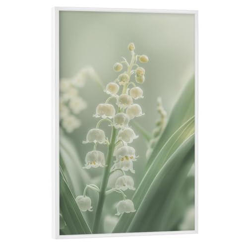 artboxONE Poster mit weißem Rahmen 60x40 cm Natur Pastell Maiglöckchen - Bild maiglöckchen blüte Boho-Style von artboxONE
