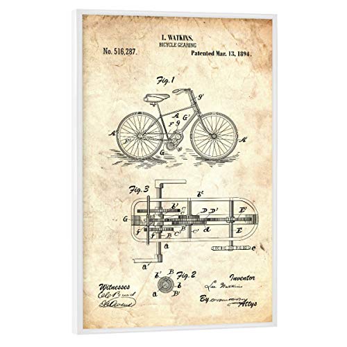 artboxONE Poster mit weißem Rahmen 60x40 cm Reise Vintage Fahrrad VI (Antik) - Bild Fahrrad von artboxONE