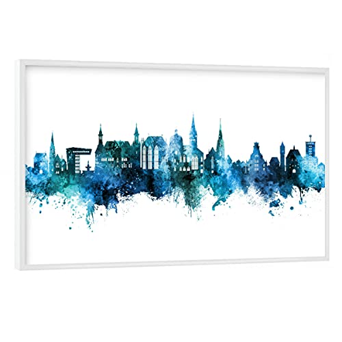 artboxONE Poster mit weißem Rahmen 60x40 cm Städte Aachen Germany Skyline Blue - Bild Aachen City Cityscape von artboxONE