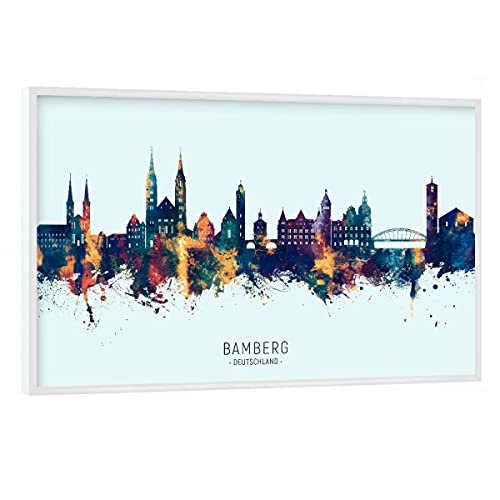 artboxONE Poster mit weißem Rahmen 60x40 cm Städte Bamberg Skyline BlueOrange - Bild Bamberg bunt City von artboxONE