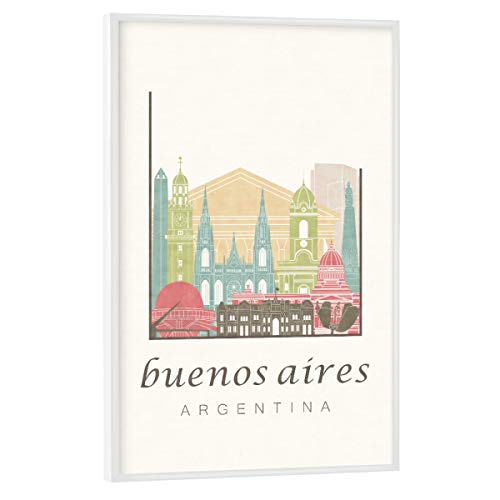 artboxONE Poster mit weißem Rahmen 60x40 cm Städte Buenos Aires Skyline Pastel - Bild Buenos Aires von artboxONE