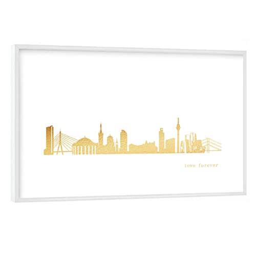 artboxONE Poster mit weißem Rahmen 60x40 cm Städte DÜSSELDORF Gold Print Love - Bild Düsseldorf City Düsseldorf von artboxONE
