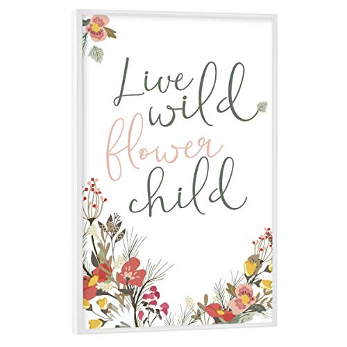 artboxONE Poster mit weißem Rahmen 60x40 cm Typografie Live wild flowerchild - Bild Hippie Blumen blumenkind von artboxONE