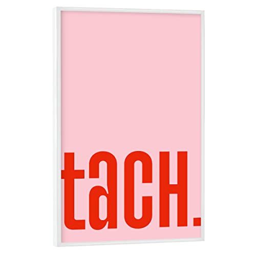 artboxONE Poster mit weißem Rahmen 60x40 cm Typografie Tach - Rosarot - Bild Typografie Flur gruß von artboxONE