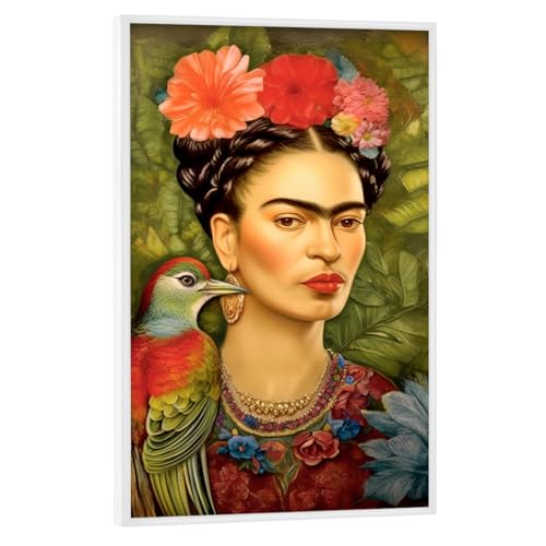 artboxONE Poster mit weißem Rahmen 75x50 cm Floral Frida - Bild Bild Frida Kahlo Bild Frida Kahlo Boho von artboxONE